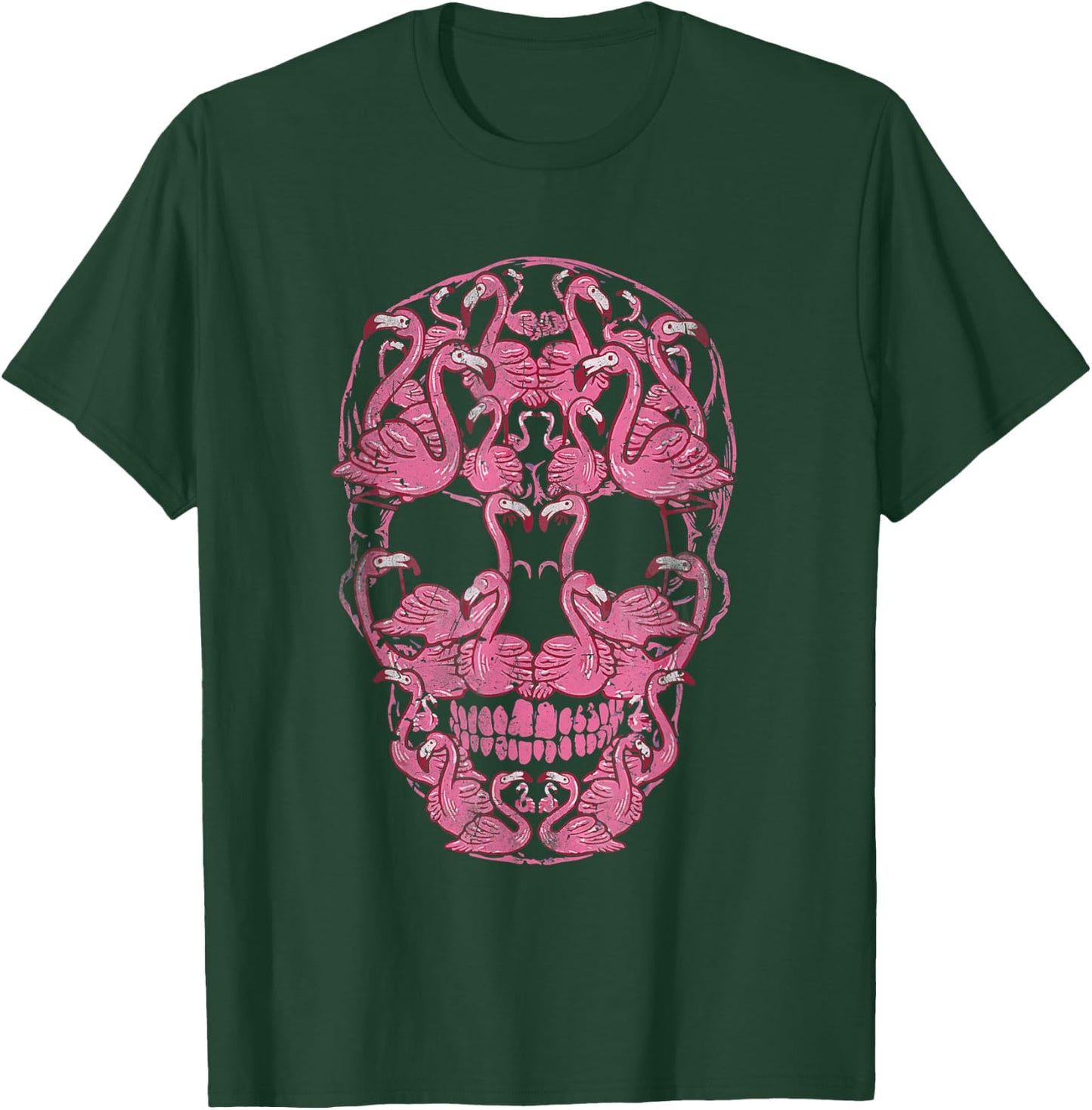 Pink Flamingo Skull Halloween Spooky Breast Cancer Awareness T-Shirt - T-Shirt | Forest