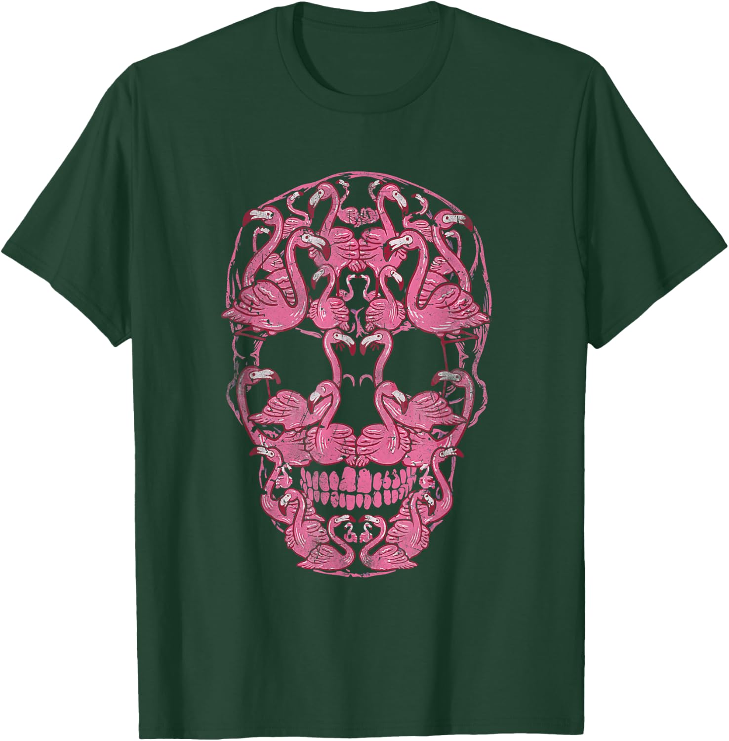 Pink Flamingo Skull Halloween Spooky Breast Cancer Awareness T-Shirt - T-Shirt | Forest
