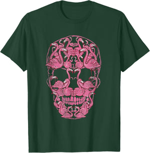 Pink Flamingo Skull Halloween Spooky Breast Cancer Awareness T-Shirt - T-Shirt | Forest