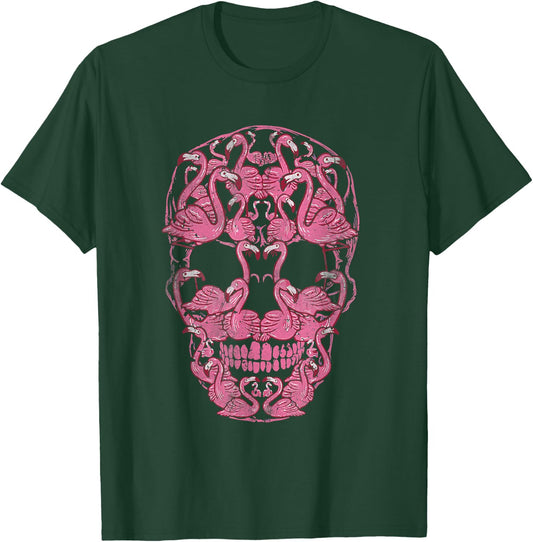Pink Flamingo Skull Halloween Spooky Breast Cancer Awareness T-Shirt - T-Shirt | Forest