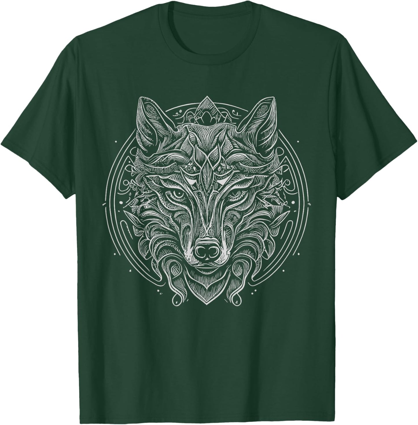 Wolf Mandala Tattoo Art T-Shirt - T-Shirt | Forest
