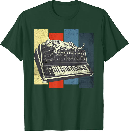 Modular Synthesizer Keyboard Techno Vintage Analogue Cat Women T-Shirt - T-Shirt | Forest
