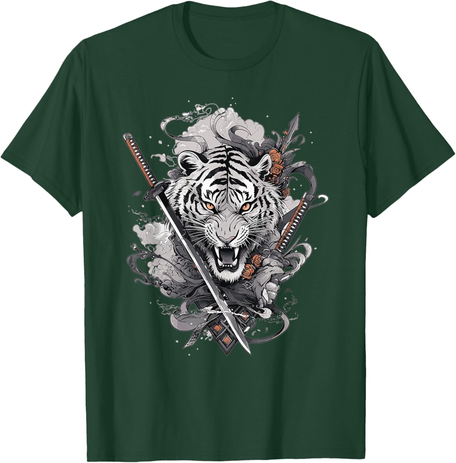 Japanese Samurai Ronin Sword Katana Japan Tiger Tattoo T-Shirt - T-Shirt | Forest