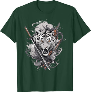 Japanese Samurai Ronin Sword Katana Japan Tiger Tattoo T-Shirt - T-Shirt | Forest
