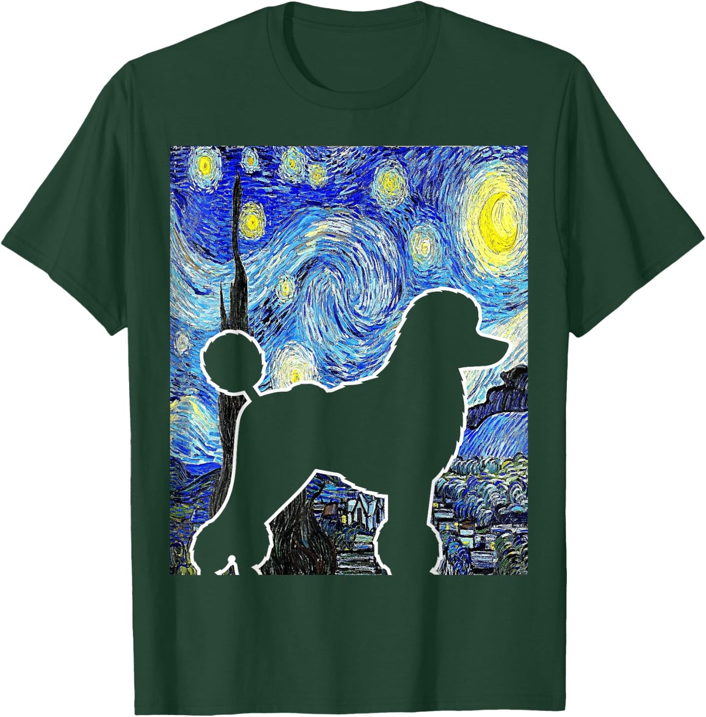 Poodle Starry Night Dog Lover Van Gogh Poodle Painting T-Shirt - T-Shirt | Forest