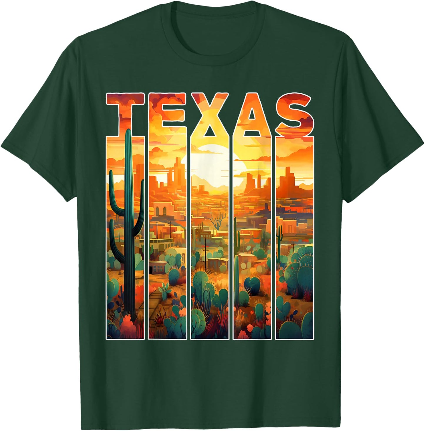Texas 1845 desert cactus sunset vacation trip Texas T-Shirt - T-Shirt | Forest