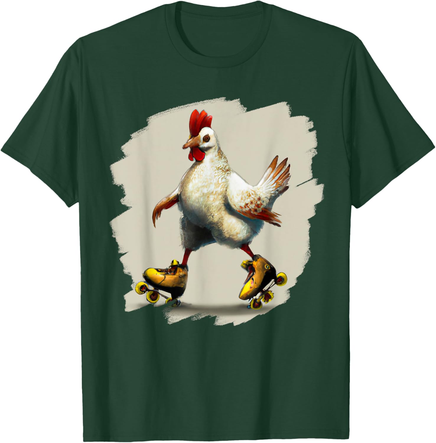 Funny Chicken Roller Skates Farm Animal Skating Roller Derby T-Shirt - T-Shirt | Forest