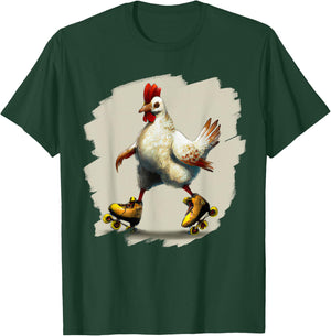 Funny Chicken Roller Skates Farm Animal Skating Roller Derby T-Shirt - T-Shirt | Forest