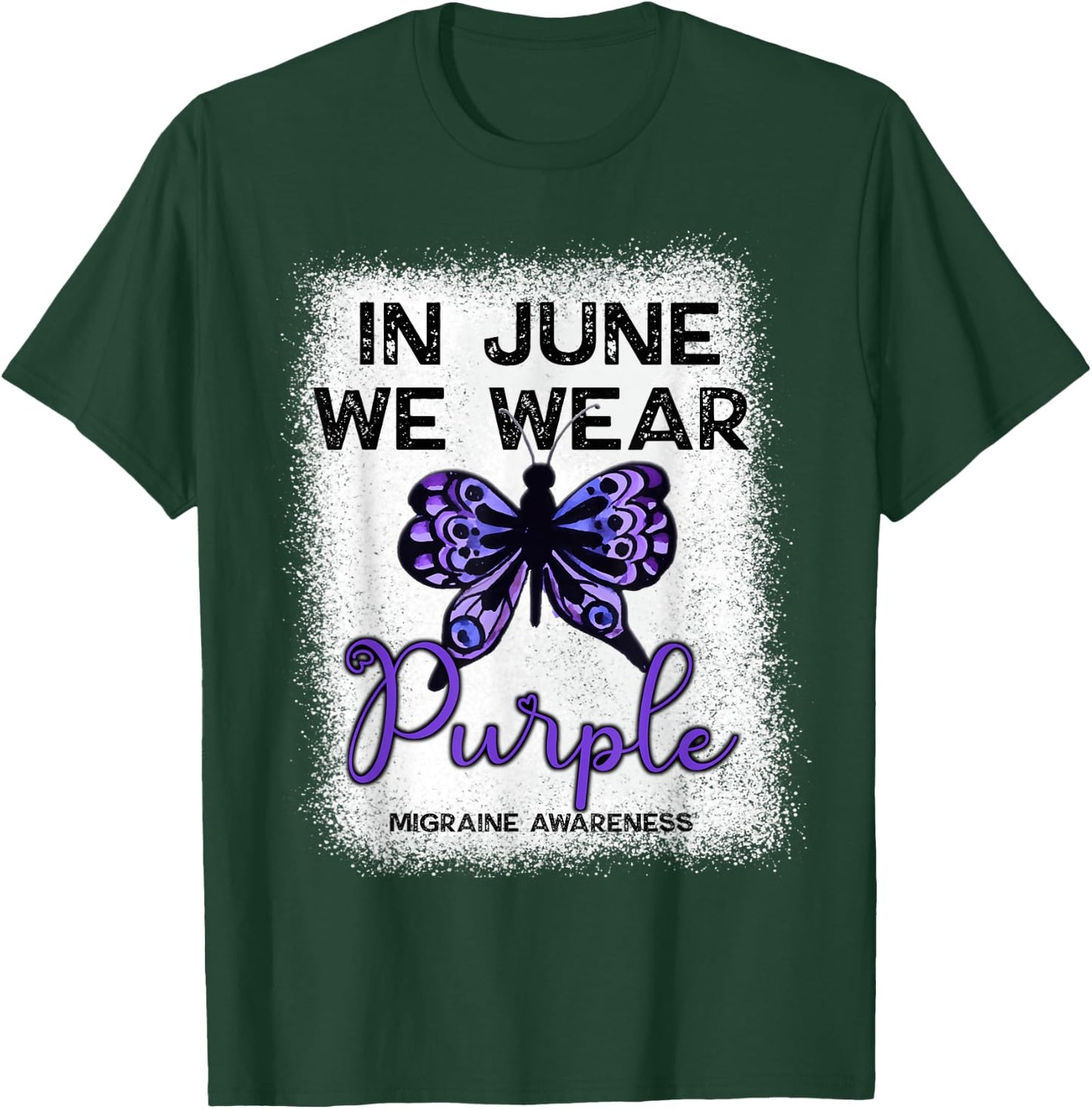 Migraine Awareness Spoonie In June We Wear Purple Butterfly T-Shirt - T-Shirt | Forest