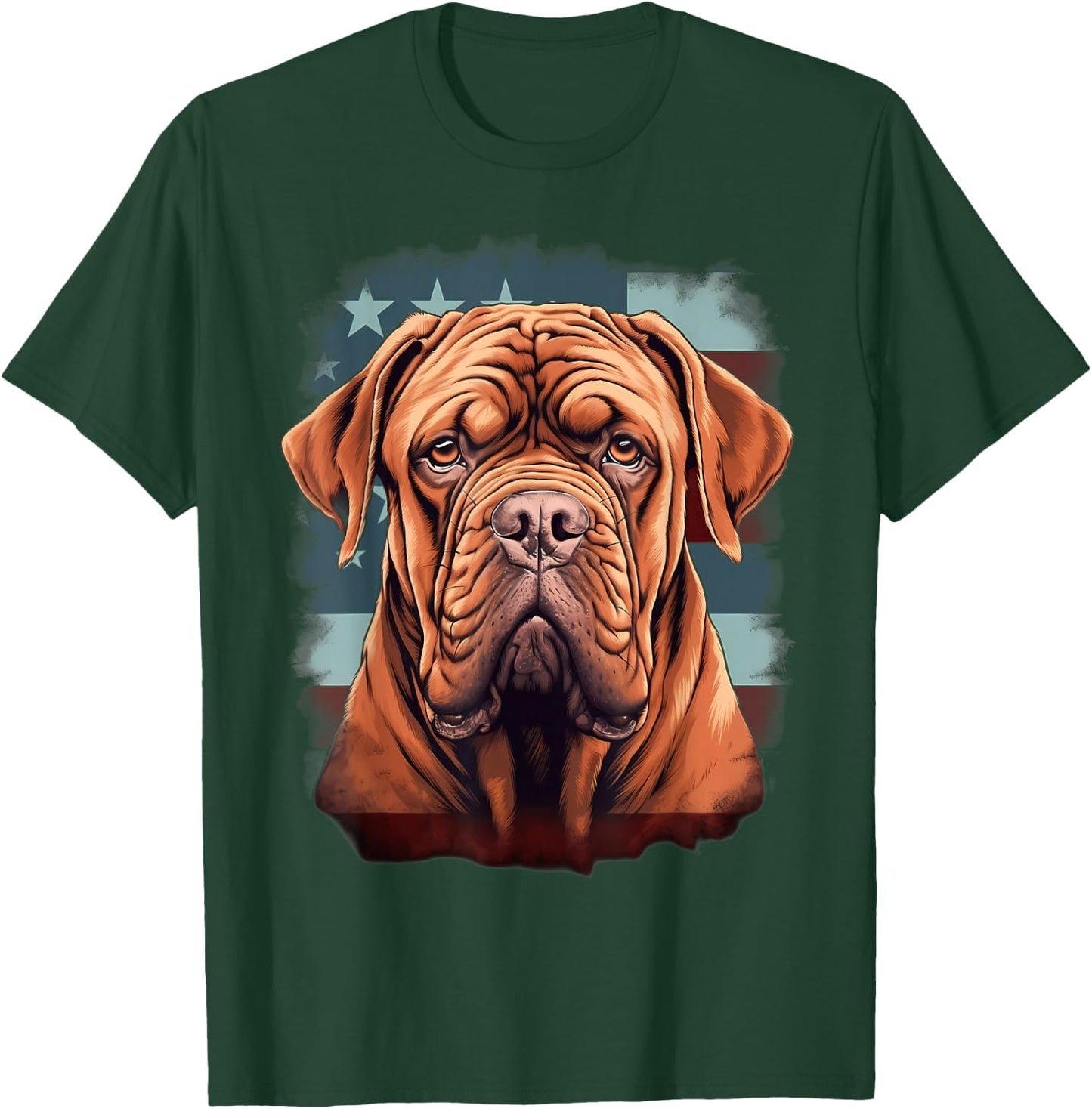 4th Of July US Flag French Mastiff Dog T-Shirt - T-Shirt | Forest