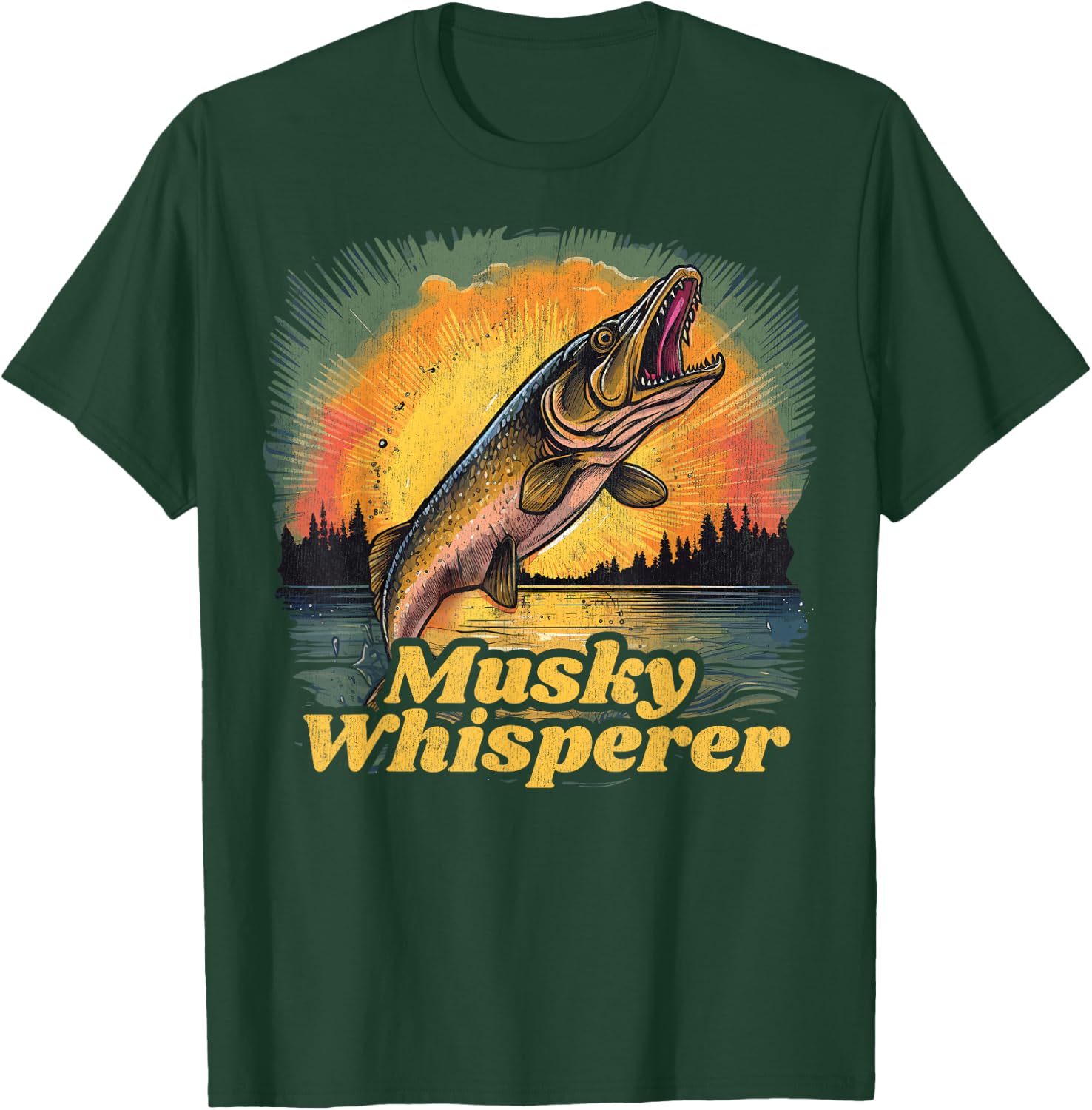 Musky Shirts and Musky Musky Fishing , -Adults, Women, Short Sleeve, , Black, Small T-Shirt - T-Shirt | Forest