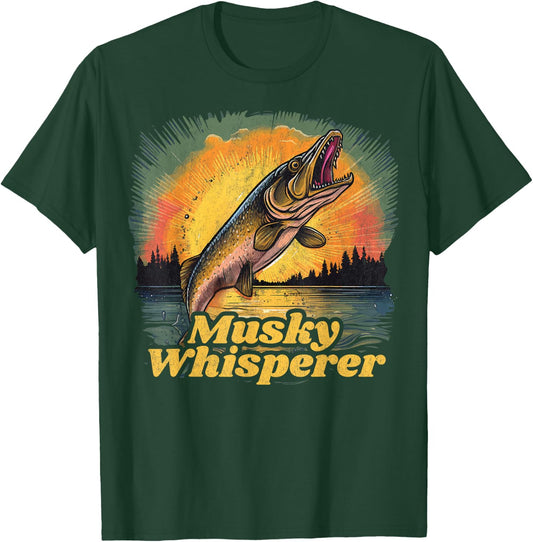Musky Shirts and Musky Musky Fishing , -Adults, Women, Short Sleeve, , Black, Small T-Shirt - T-Shirt | Forest