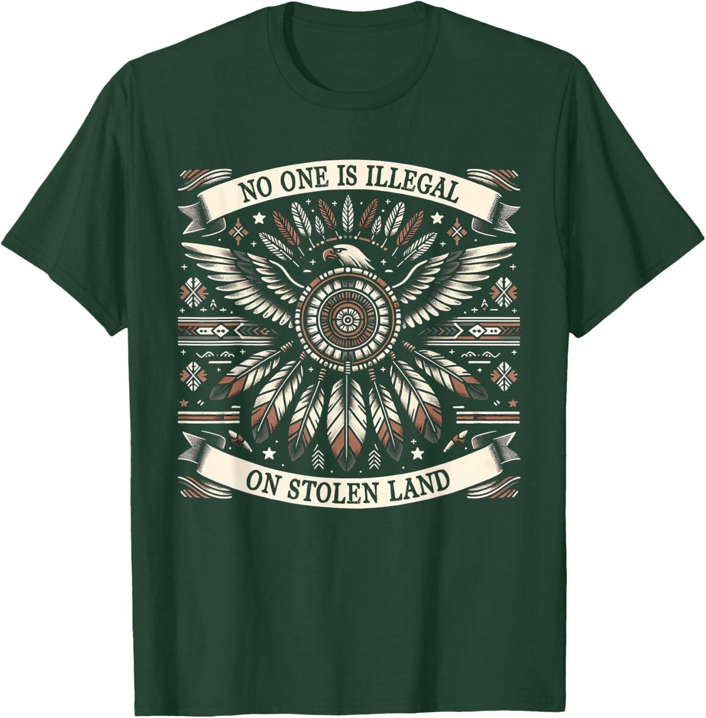No One Is Illegal On Stolen Land Kids Native American T-Shirt - T-Shirt | Forest