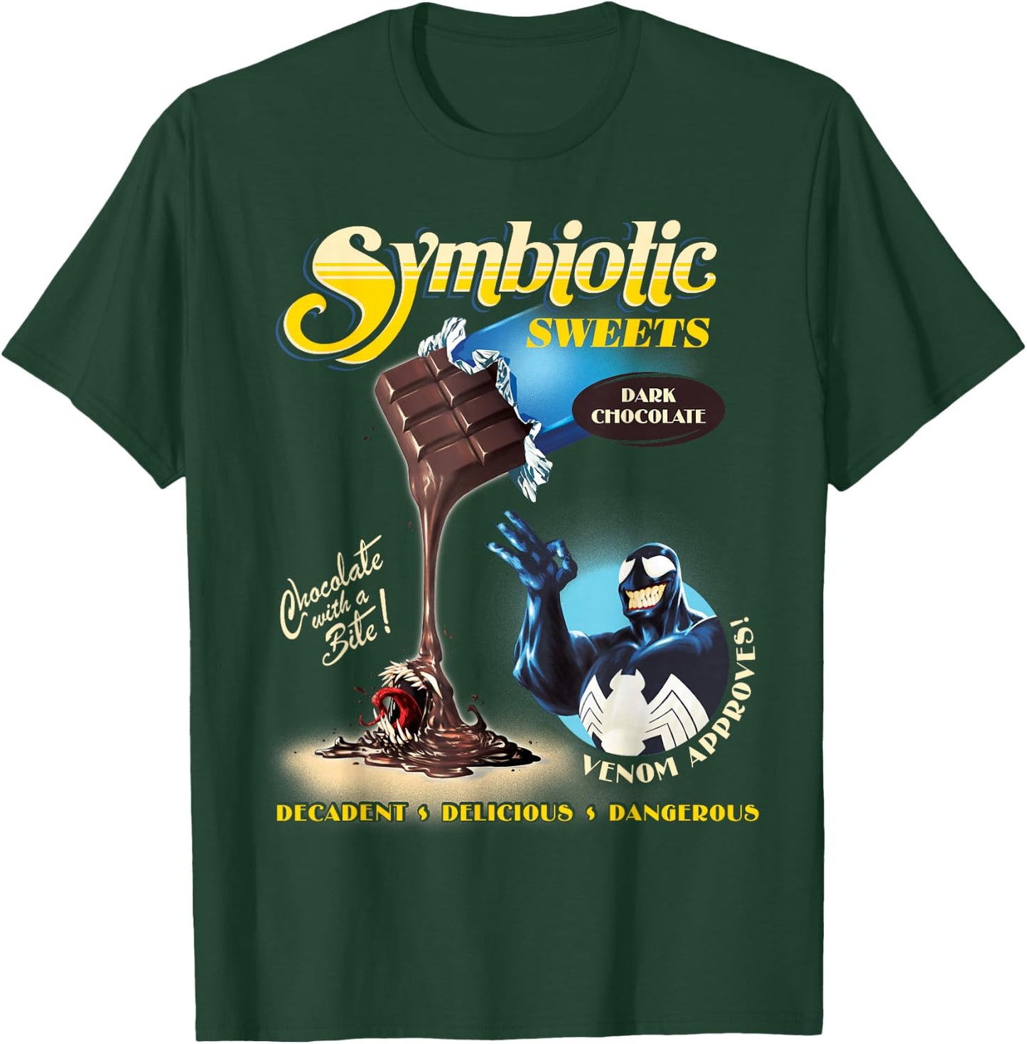 Marvel Venom Symbiotic Sweets Dark Chocolate with a Bite T-Shirt - T-Shirt | Forest