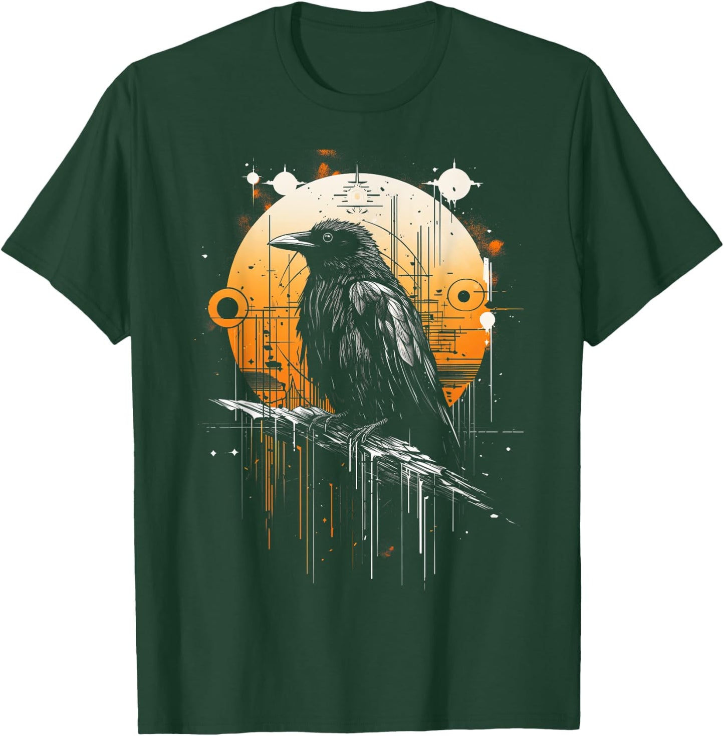Raven Crow Dark Bird Witchcraft Omens Midnight T-Shirt - T-Shirt | Forest
