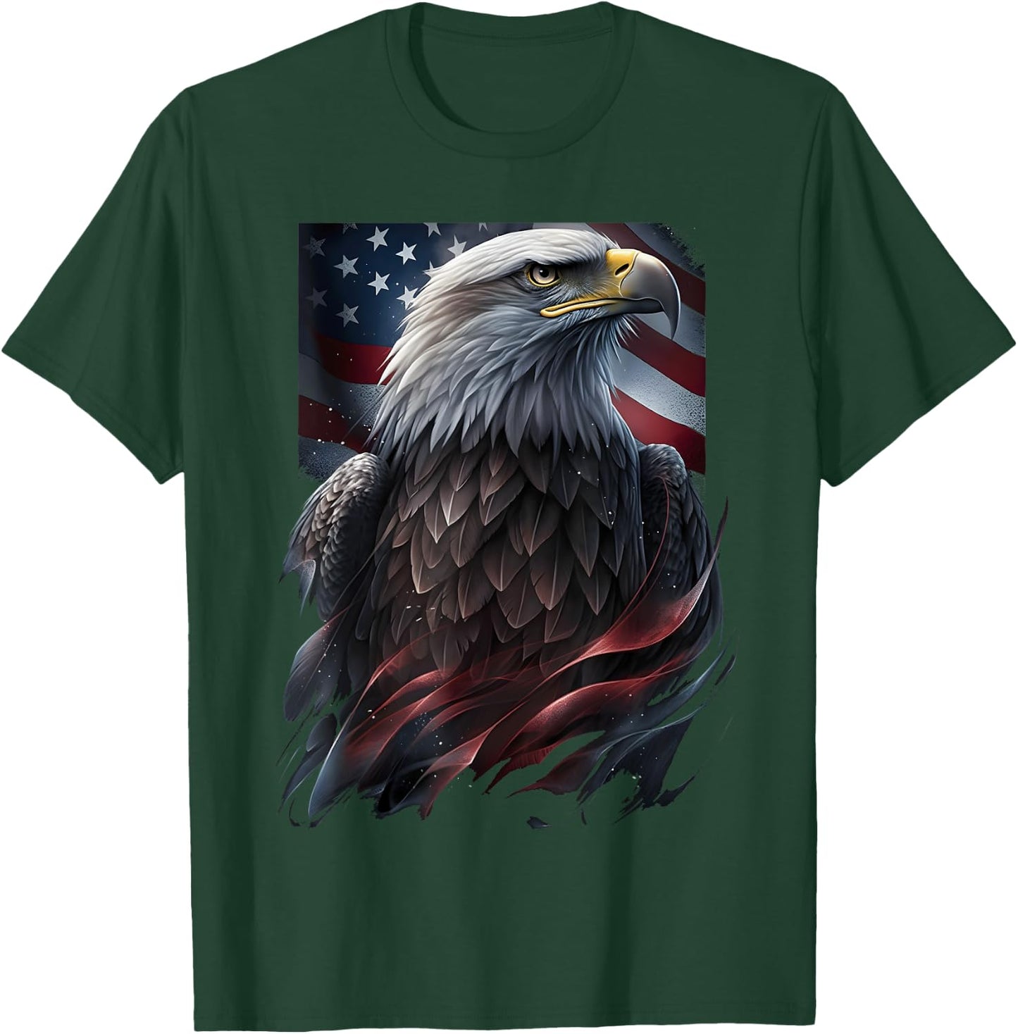 Eagle Bird 4th of July American Flag Veterans Memorial T-Shirt - T-Shirt | Forest
