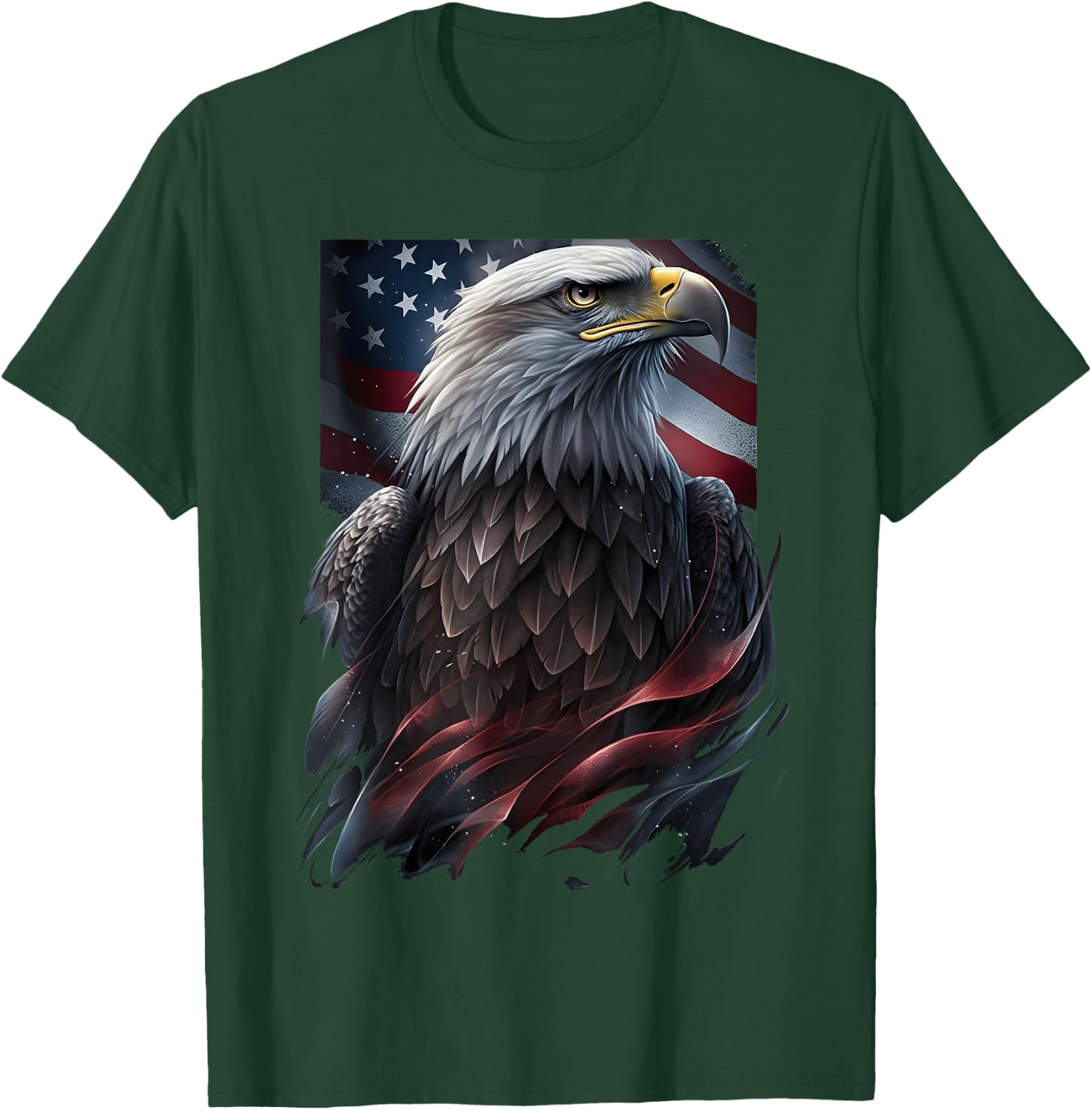Eagle Bird 4th of July American Flag Veterans Memorial T-Shirt - T-Shirt | Forest