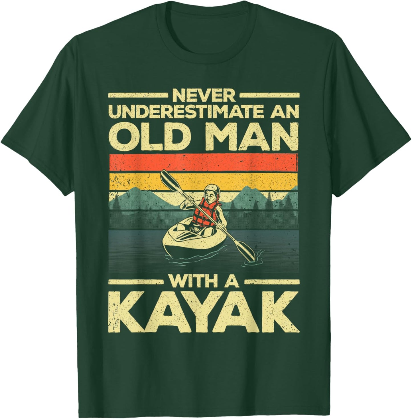 Funny Kayaking Design Grandpa Kayaker Kayak Lovers T-Shirt - T-Shirt | Forest