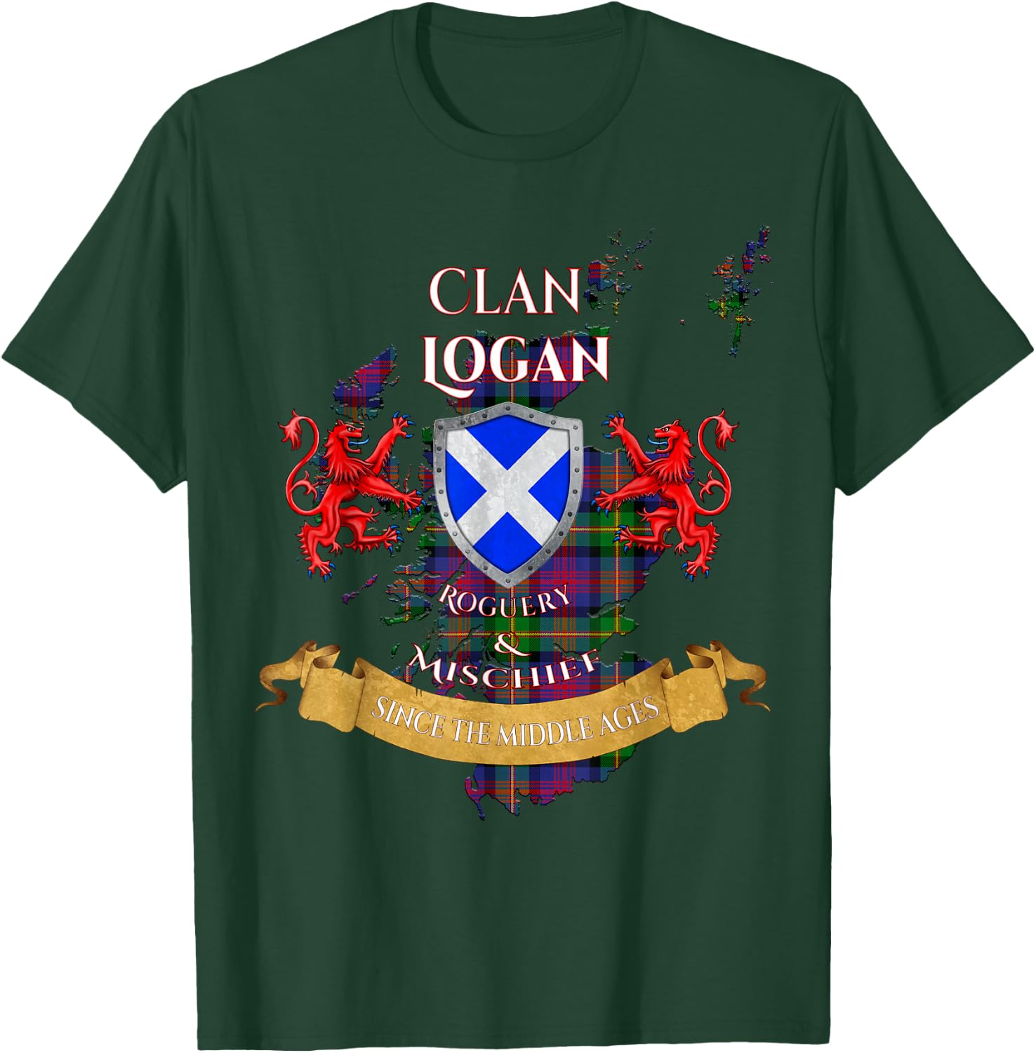 Logan Scottish Family Clan Middle Ages Mischief T-Shirt - T-Shirt | Forest