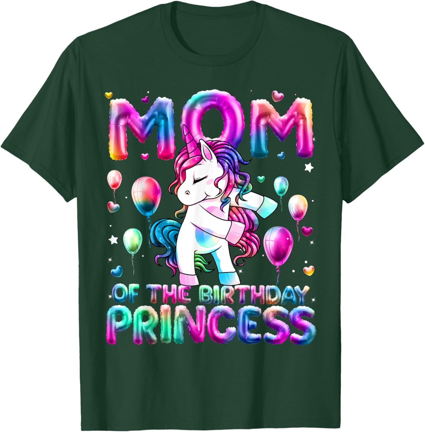 Mom of the Birthday Princess Girl Flossing Unicorn Mommy T-Shirt - T-Shirt | Forest