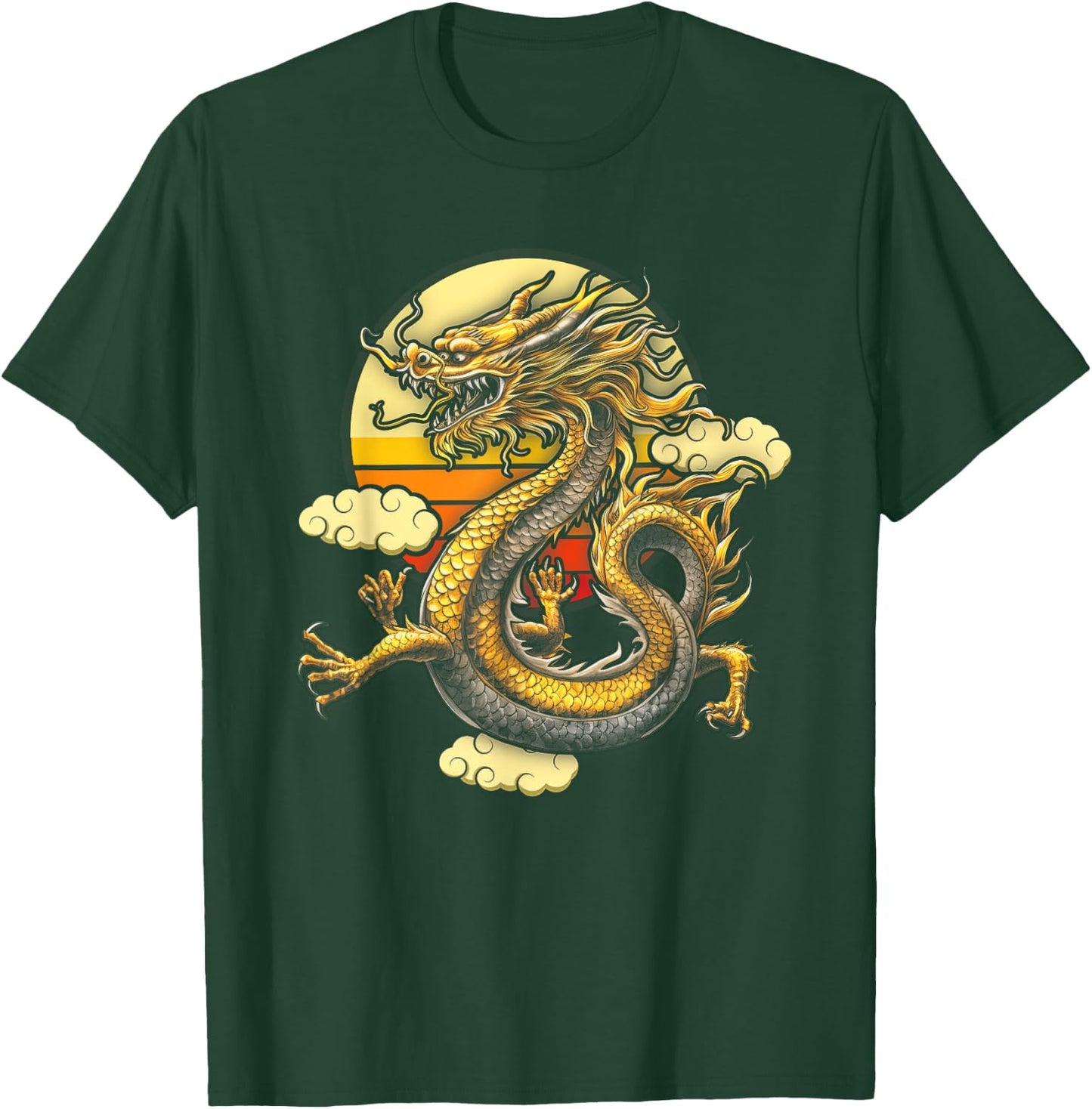 Sunset Traditional Chinese Dragon Symbol Of Power Strength T-Shirt - T-Shirt | Forest