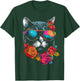 Cat Lover Artwork | Sunglasses Flower Animal Motif Cat T-Shirt - T-Shirt | Forest