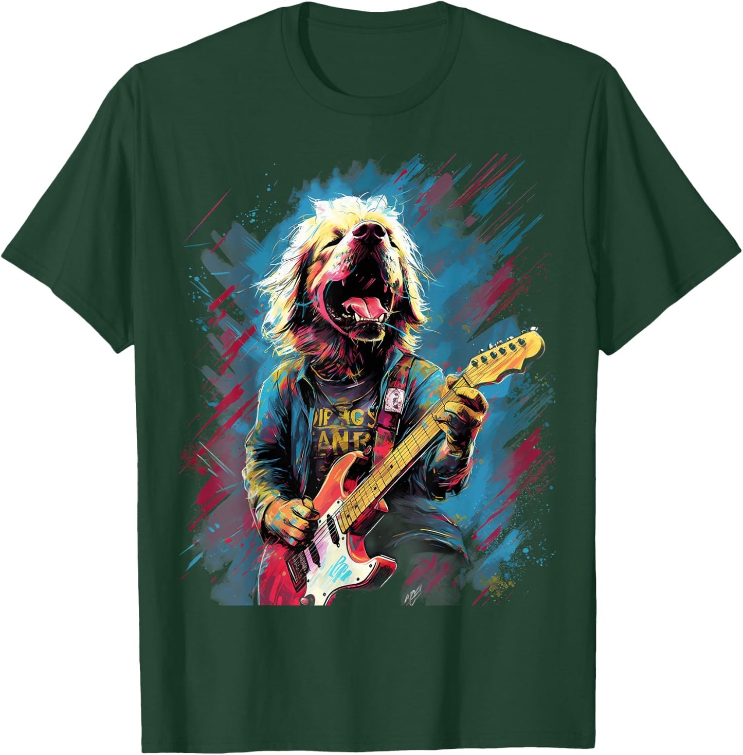 Rock Guitar Labrador Retriever Dog Guitarist Men Women Girls Kids T-Shirt - T-Shirt | Forest