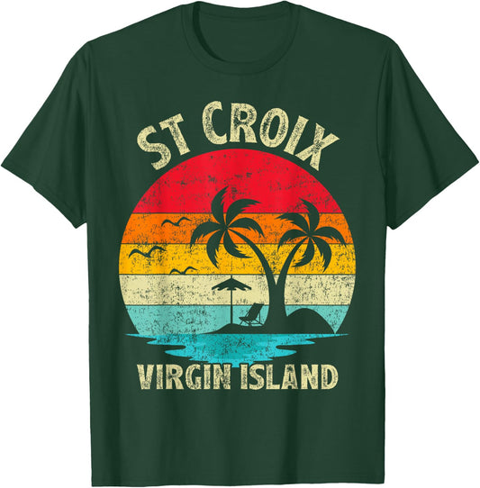 Family Vacation Vintage Retro Virgin Island St. Croix Beach Women T-Shirt - T-Shirt | Forest
