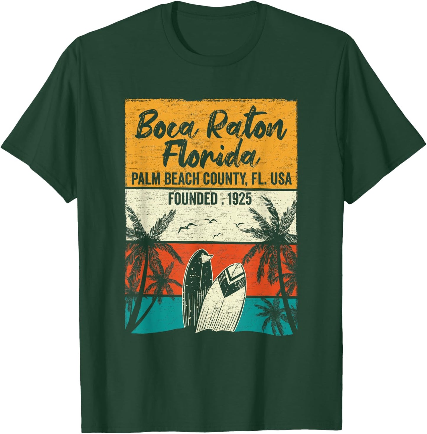Retro Boca Raton FL Vintage Florida Men Women Kids T-Shirt - T-Shirt | Forest