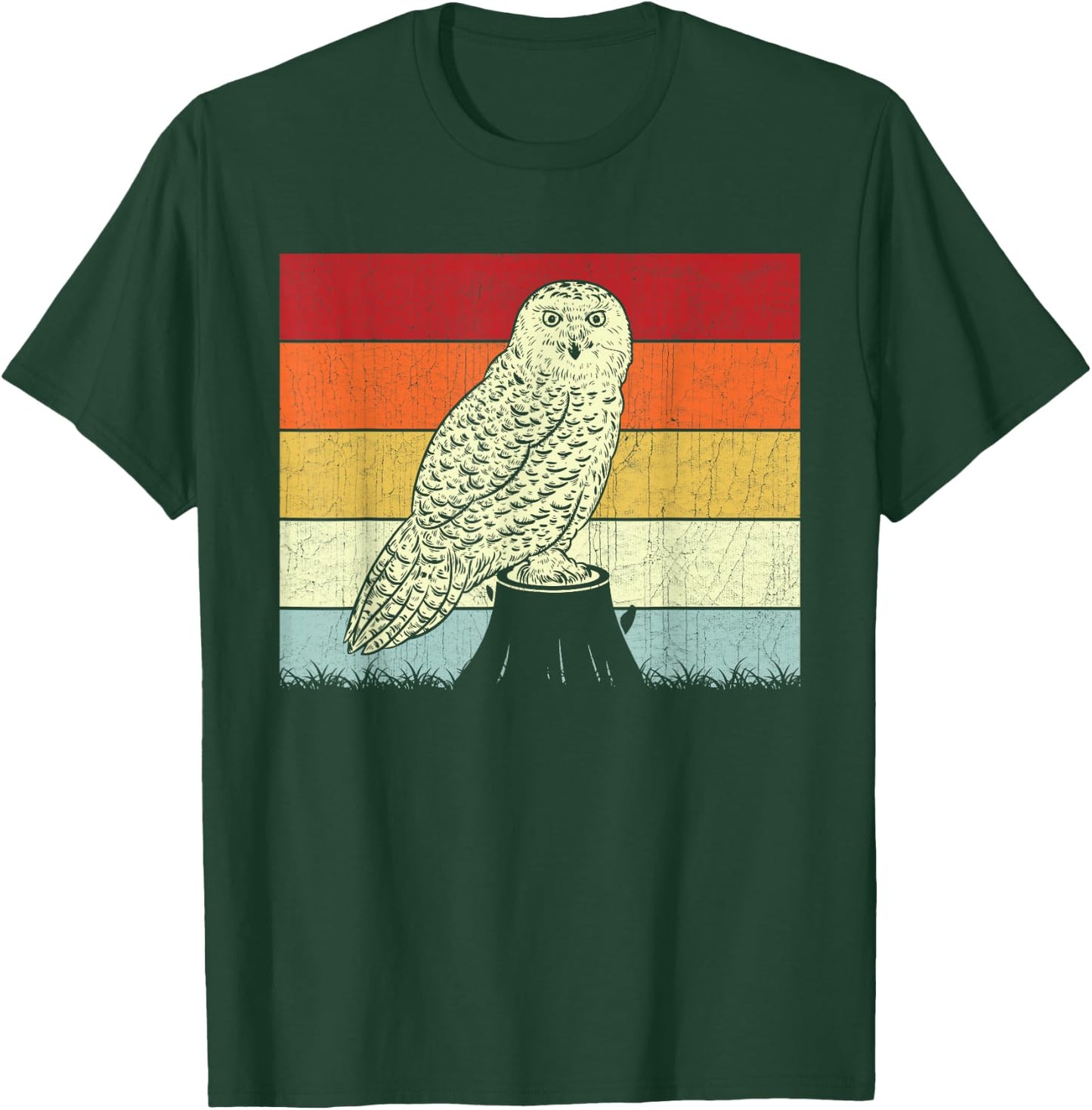 Snowy Owl Lovers Boys Girls Vintage Snowy Owl Design Retro T-Shirt - T-Shirt | Forest