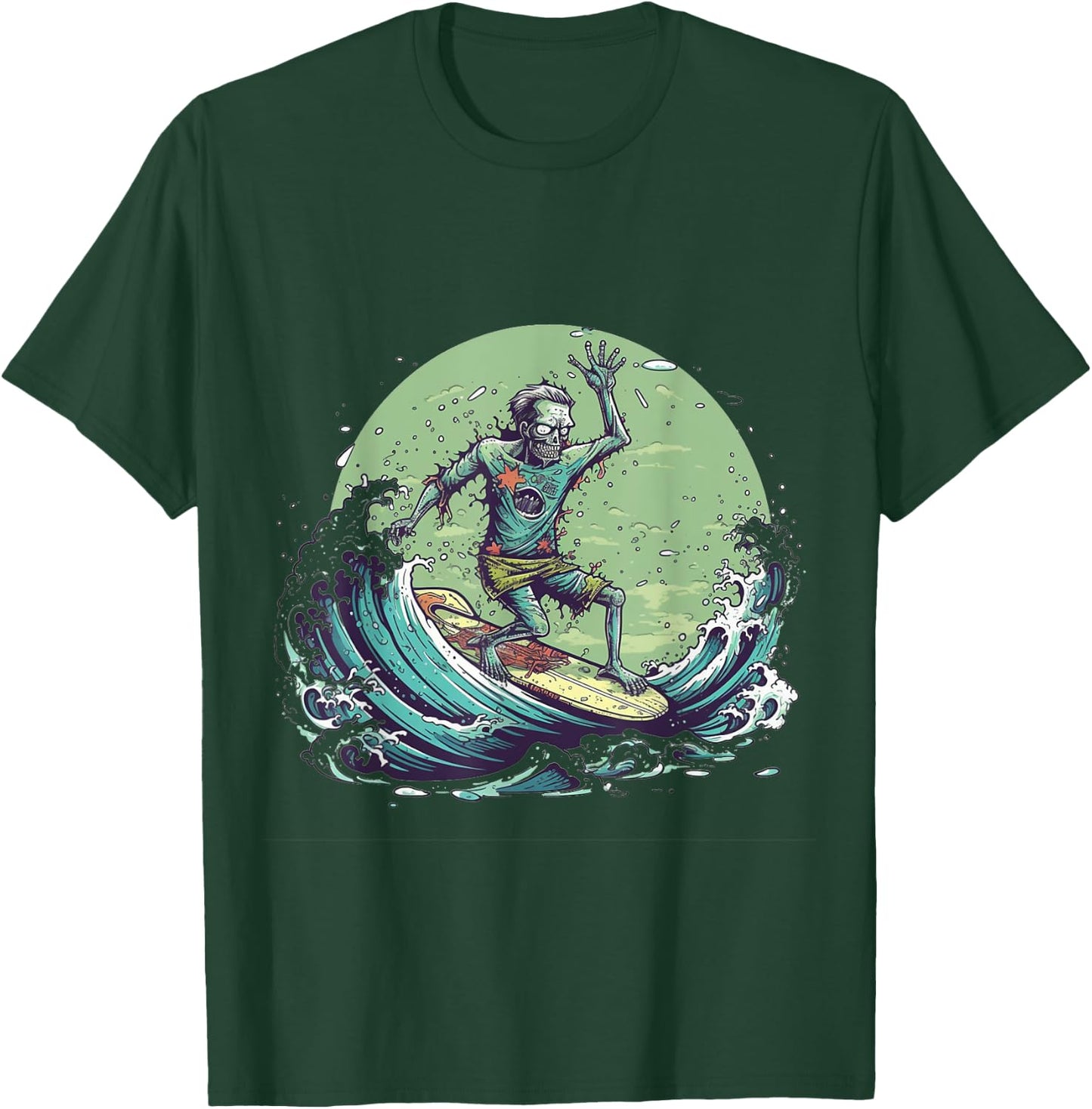 Zombie Surfing Halloween Costume Surf Surfer Men Women T-Shirt - T-Shirt | Forest