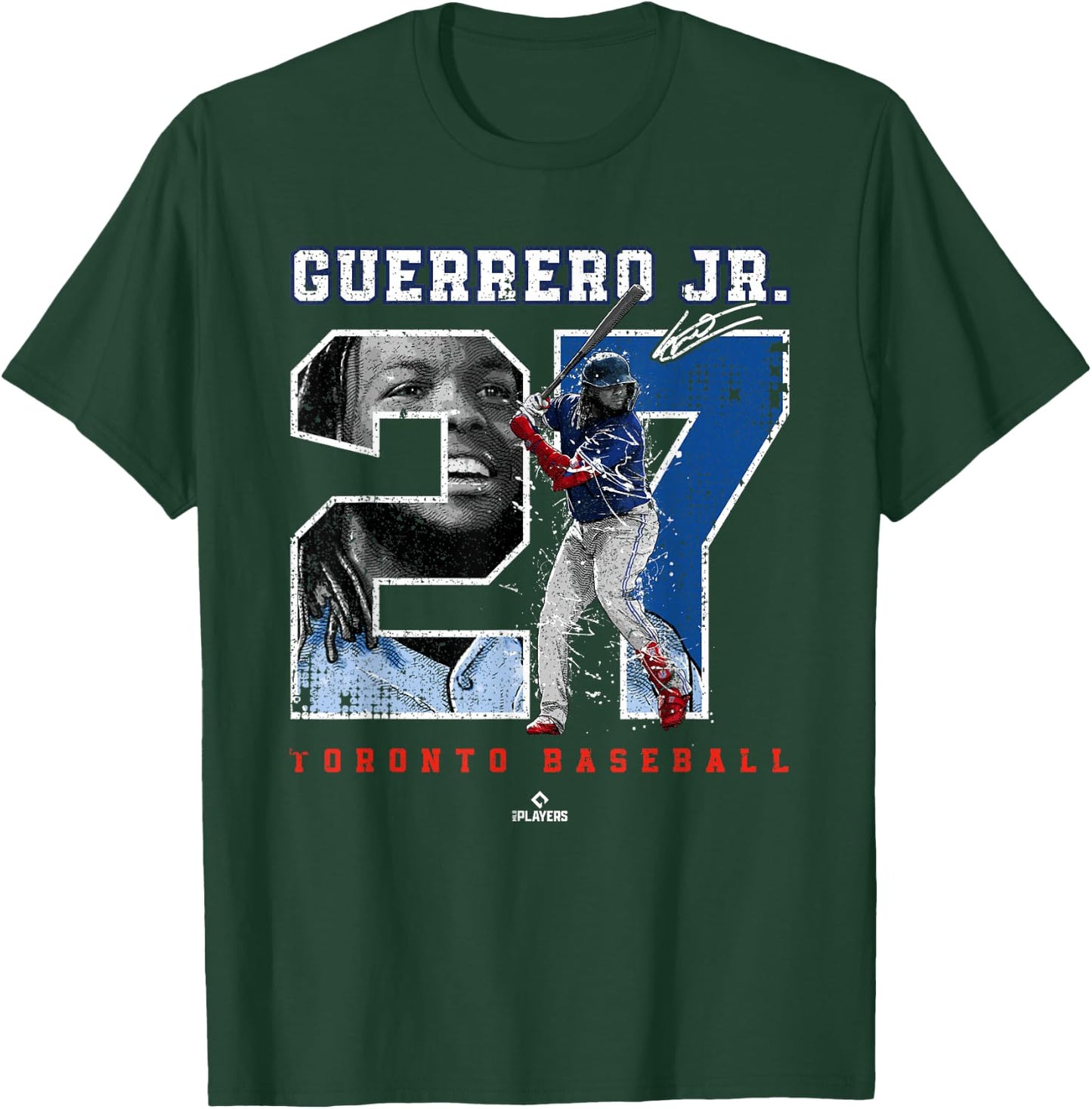 Number and Portrait Vladimir Guerrero Jr Toronto MLBPA T-Shirt - T-Shirt | Forest