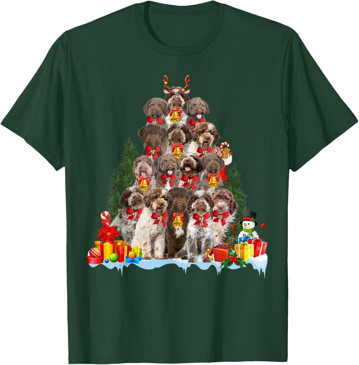Christmas Pajama Lagotto Romagnolo Xmas Tree Gifts Dog Lover Women Kids T-Shirt - T-Shirt | Forest