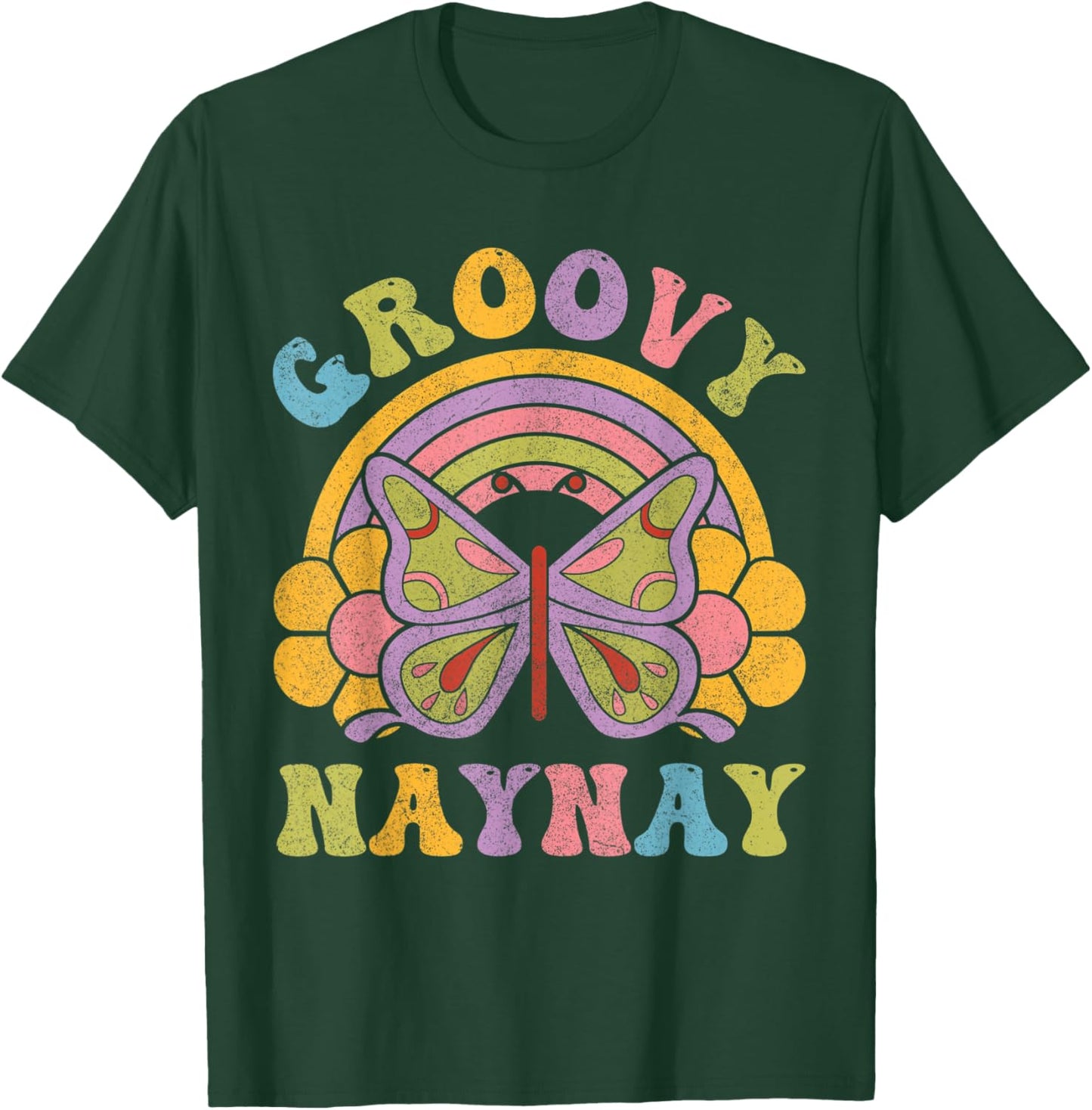 80s 70s Shirts , Grandma Groovy Naynay Butterfly T-Shirt - T-Shirt | Forest