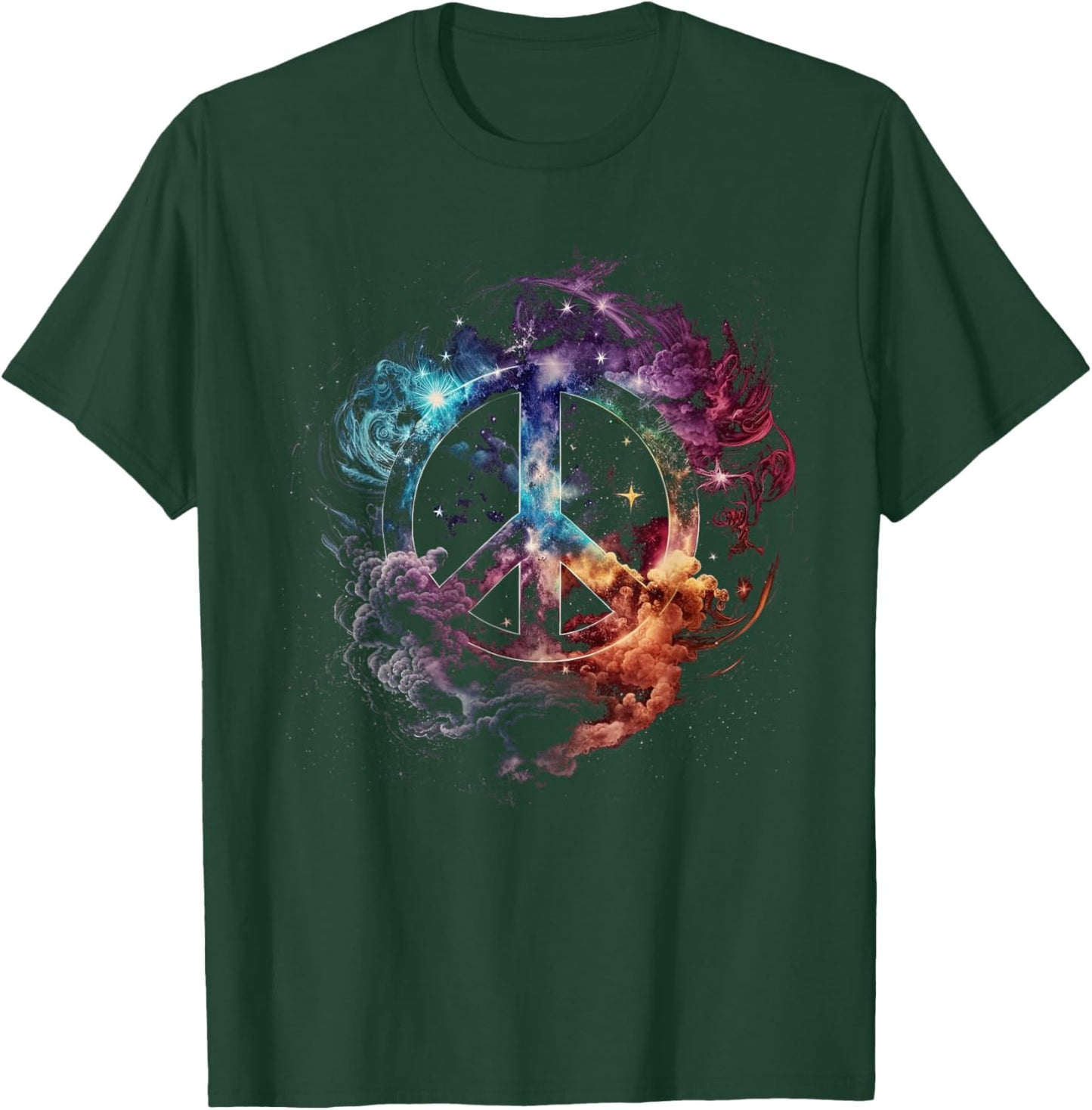 Peace sign of freedom hippie flower child space science T-Shirt - T-Shirt | Forest