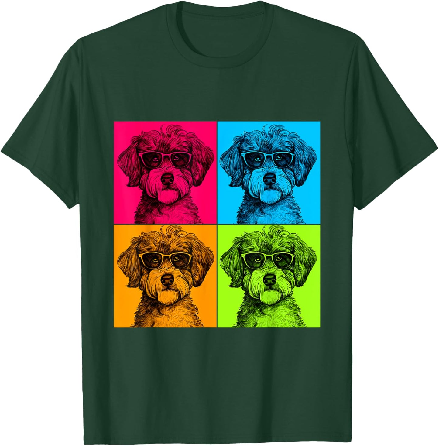 Schnoodle Dog Pop Art Design Illustration Colorful Men Women Girls Kids T-Shirt - T-Shirt | Forest
