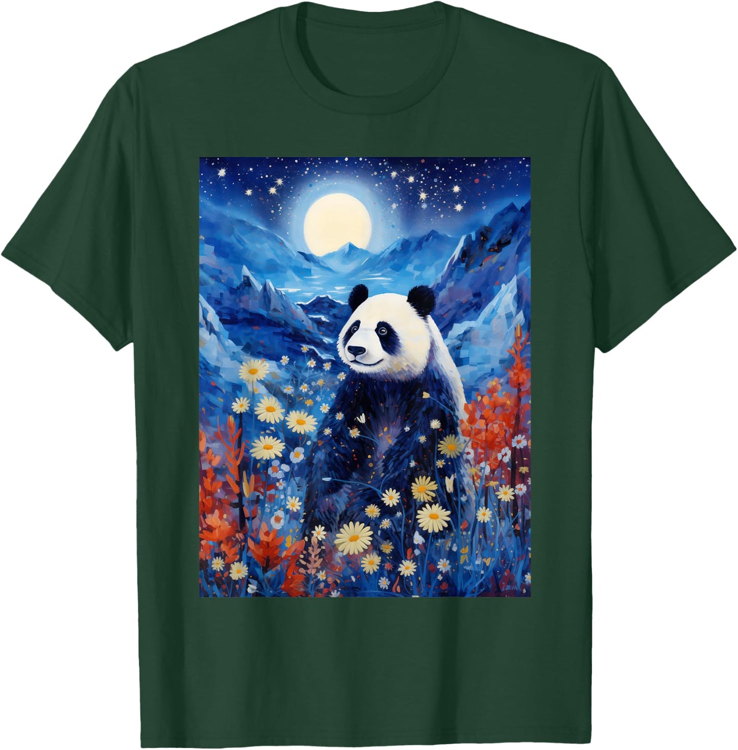 Panda Starry Night Van Gogh Style Graphic T-Shirt - T-Shirt | Forest