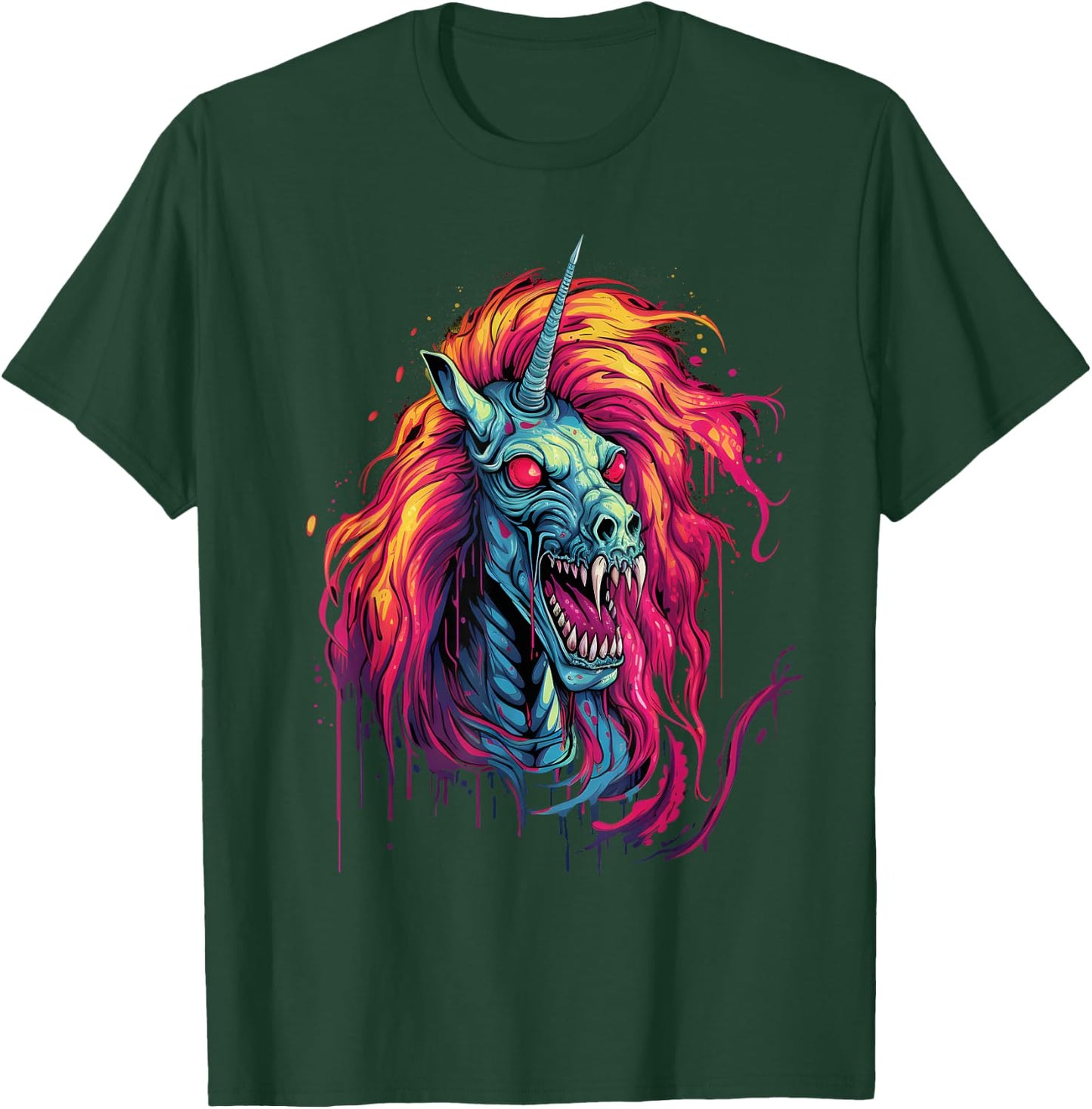 Halloween Zombie Unicorn Skull Colorful Halloween Graphic T-Shirt - T-Shirt | Forest