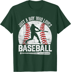 Just A Boy Who Loves Baseball Apparel Boys T-Shirt - T-Shirt | Forest