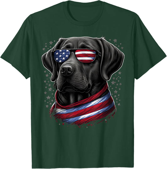 USA 4th Of July Patriotic American Labrador Retriever Kids Men T-Shirt - T-Shirt | Forest