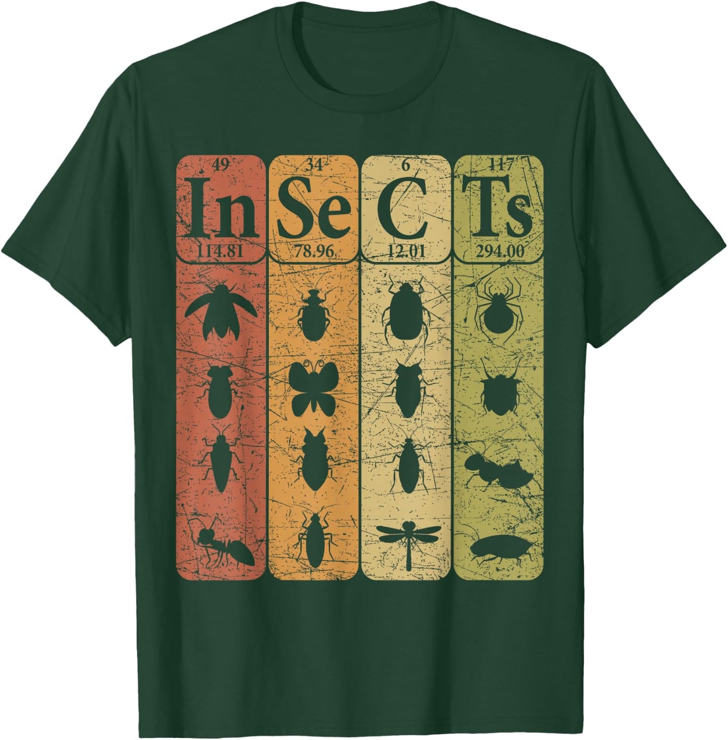 Insects Periodic Table Elements Entomologist Retro Bugs T-Shirt - T-Shirt | Forest