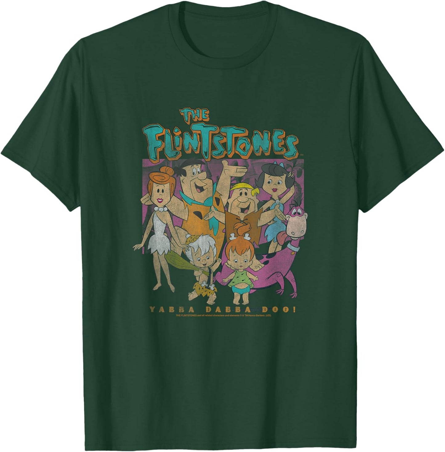 The Flintstones Yabba Dabba Doo! Distressed Family Portrait T-Shirt - T-Shirt | Forest