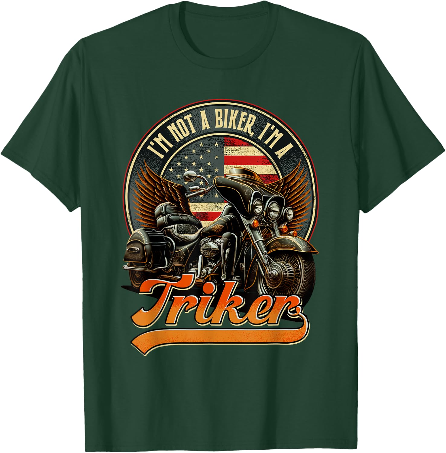 I'm Not A Biker I'm A Triker USA Flag Patriotic Trike Men T-Shirt - T-Shirt | Forest