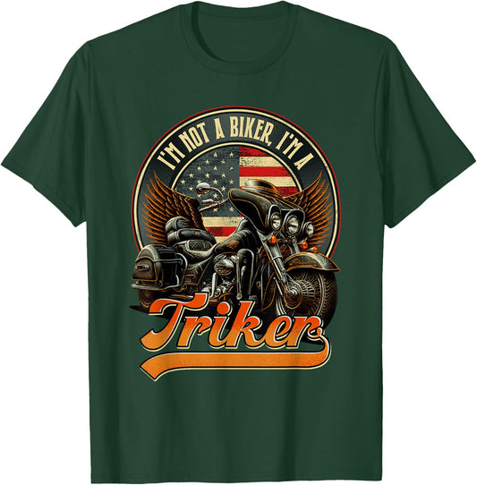 I'm Not A Biker I'm A Triker USA Flag Patriotic Trike Men T-Shirt - T-Shirt | Forest