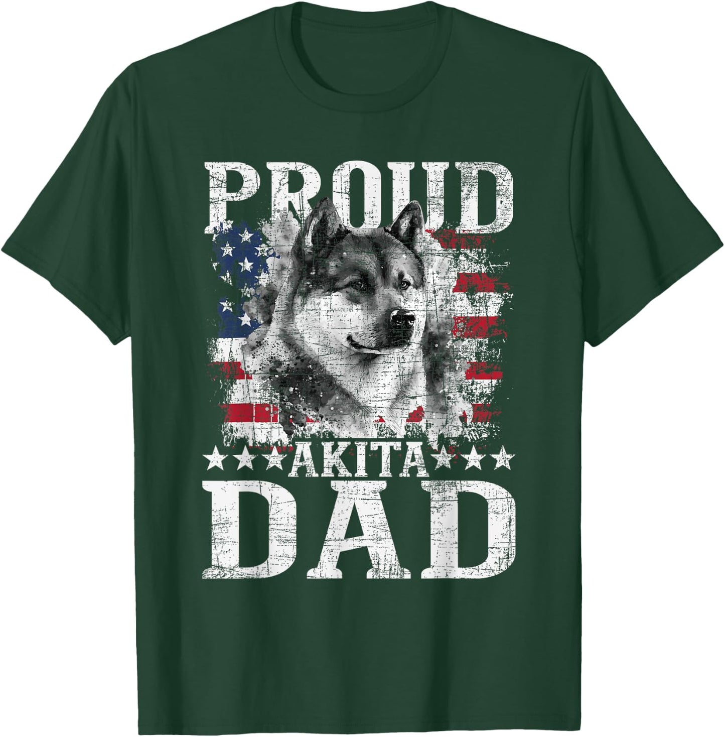 Proud Akita Dad - Patriotic Father's Day Canine Dog Lover Kids Men T-Shirt - T-Shirt | Forest