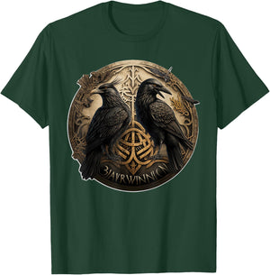 Scandinavian Odin Ravens T-Shirt - T-Shirt | Forest