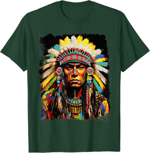 Wolf Native American Design T-Shirt - T-Shirt | Forest