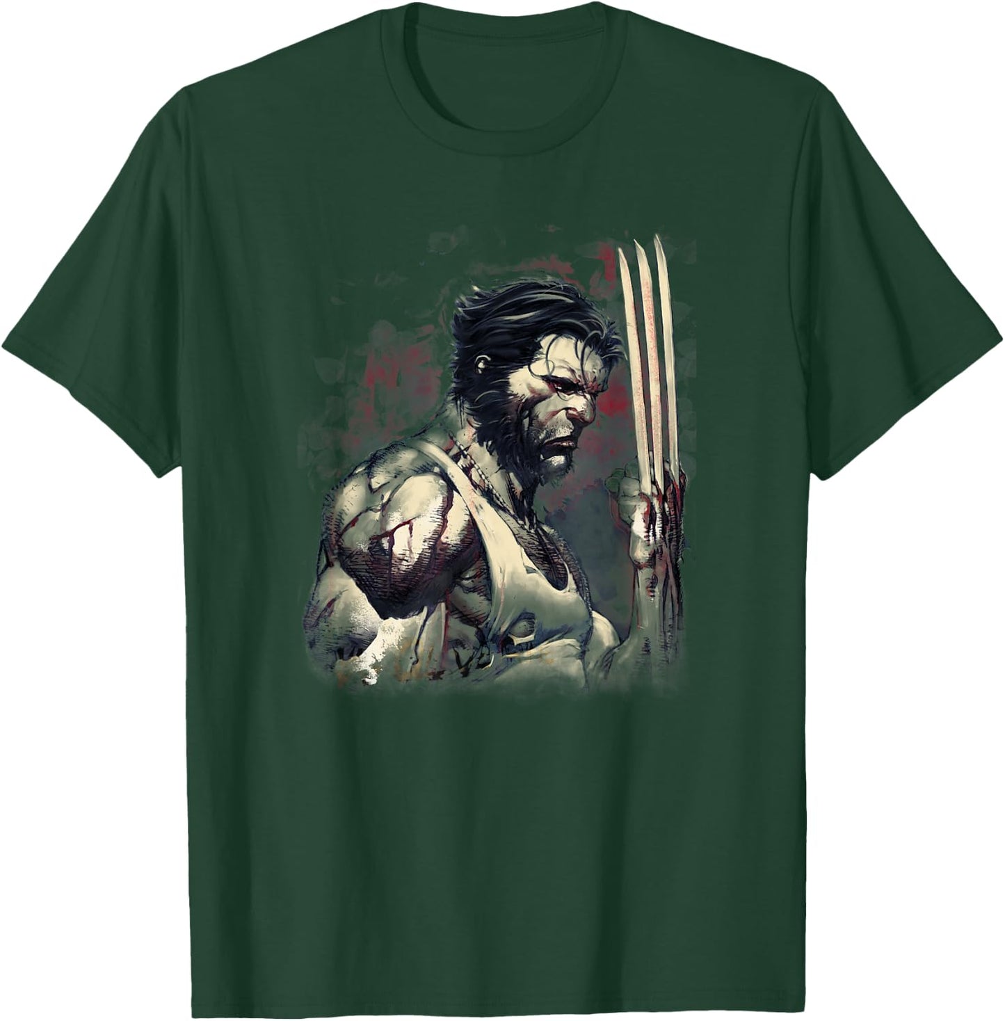 Marvel Wolverine Classic Blood & Steel Logan Profile T-Shirt - T-Shirt | Forest