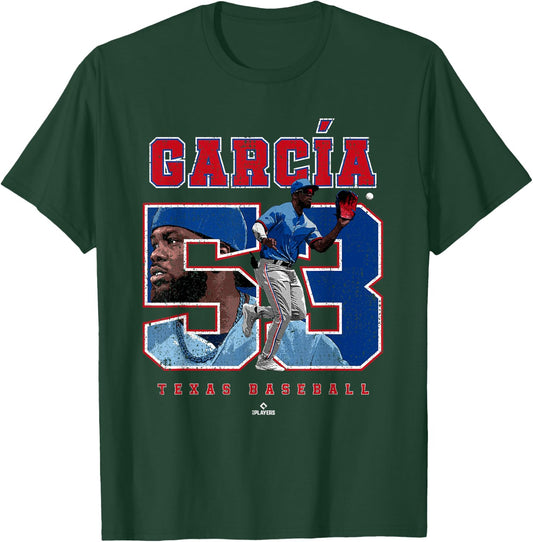 Number and Portrait Adolis Garcia Texas MLBPA T-Shirt - T-Shirt | Forest