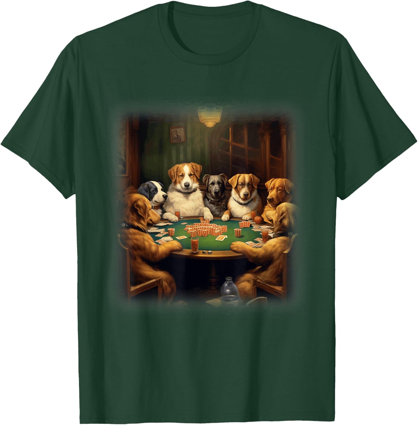 Dogs Playing Poker | A Friend in Need | Funny Dog Lover Art Men Women T-Shirt - T-Shirt | Forest
